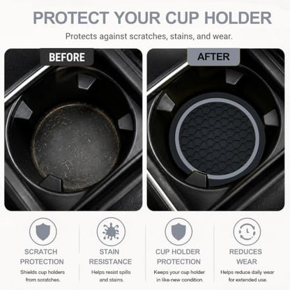 4PCS Car Cup Holder Coasters - 2.75 Inch Non-Slip Insert Water Bottle Holder Pads, Dustproof Automotive Interior Accessories Mat, Universal for Vehicles, Trucks, RVs (Grey) - color: Grey