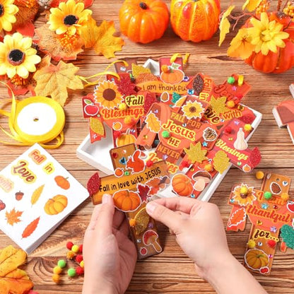 Funrous 48 Sets Fall Crafts Bulk Religious Cross Thanksgiving Paper Crafts - style: Fall Cross