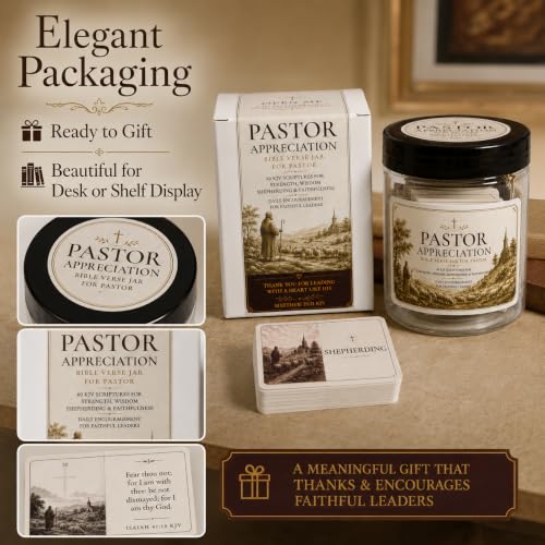 Bible Verse Jar, Pastor Appreciation Gifts, 60 KJV Scripture Cards - color: Pastor Appreciation