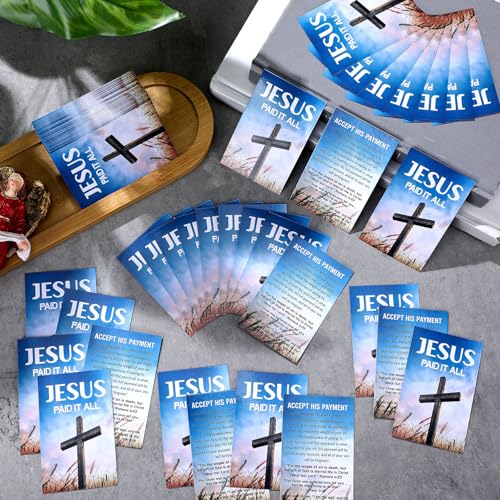 200 Pcs Gospel Tracts Salvation Cards,Cross, JESUS PAID IT ALL - style: Cross, JESUS PAID IT ALL