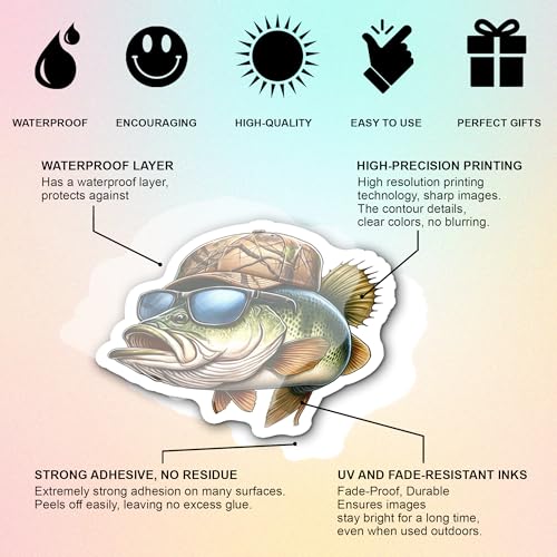BEATRI Fishing Stickers 50Pcs Vinyl Waterproof Fishing Decor - color: Fishing Stickers