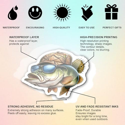 BEATRI Fishing Stickers 50Pcs Vinyl Waterproof Fishing Decor - color: Fishing Stickers