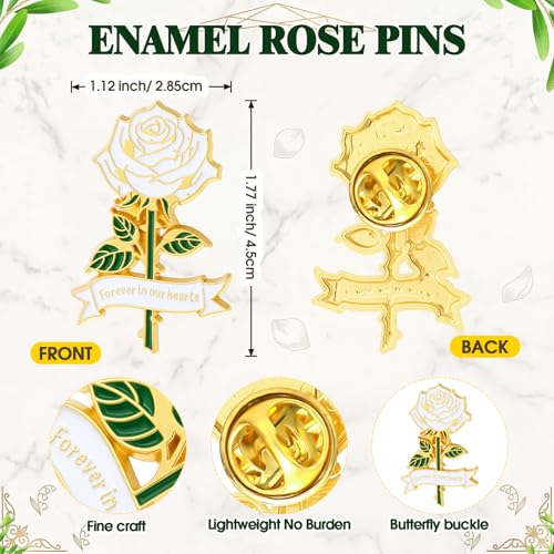 Misdary Funeral Favors Guest Memorial Rose Pin - color: White