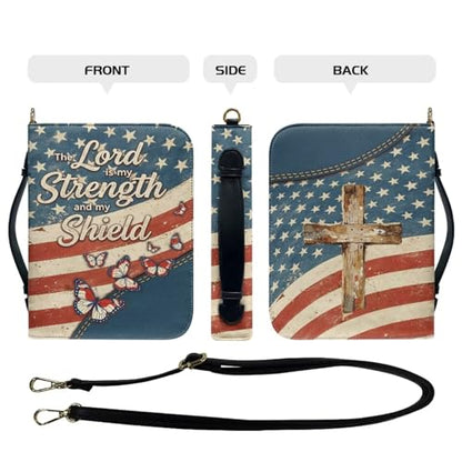 Book Covers Bible Covers for Women Men Large Size Bible Bag Tote - color: American Flag Butterfly Print, size: Medium