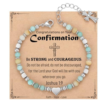 TONY & SANDY Christian Gifts for Women, Religious Cross Bracelet Faith Jewelry, Confirmation Baptism Christmas Birthday Gifts for Women, Unique Gifts for Teens Girls Kids Adults - style: Confirmation