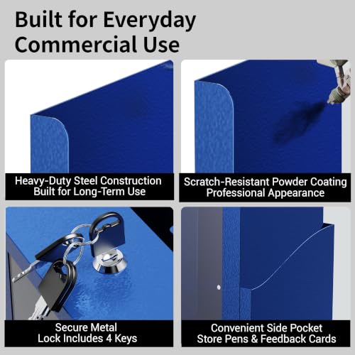 Suggestion Box with Slot and Lock, Display Panel & Carry Handle - color: Blue