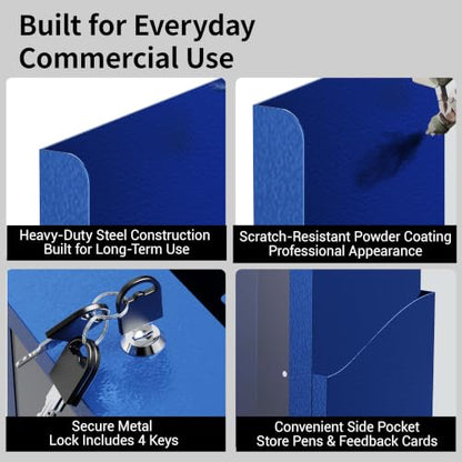 Suggestion Box with Slot and Lock, Display Panel & Carry Handle - color: Blue