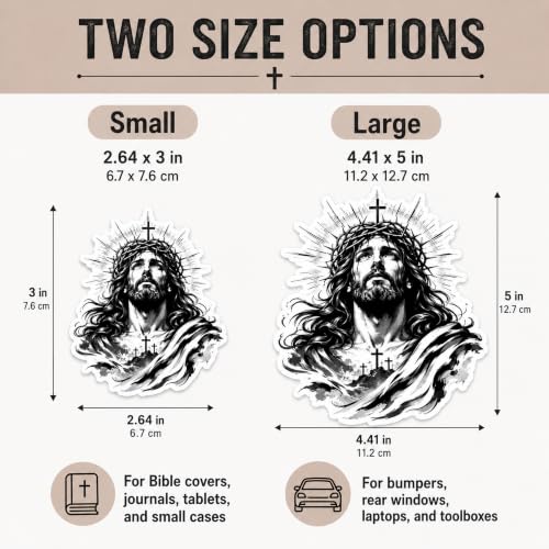 5 Pcs Jesus Crown of Thorns Sticker Set, Vinyl Jesus Car Decals (5 inch) - size: 5 inch