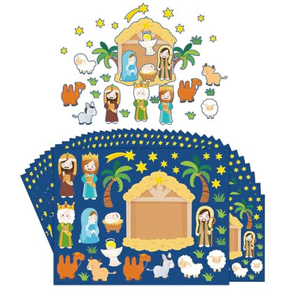 Haooryx Christmas Bible Nativity Scene Stickers Mix and Match Paper Craft - style: 40Pcs Bible Nativity