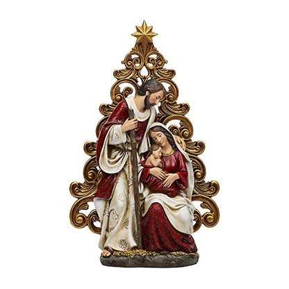 Joseph's Studio by Roman - Holy Family with Gold Filigree Tree Figure, 12.25" H, Resin and Stone, Decorative, Collection, Durable, Long Lasting