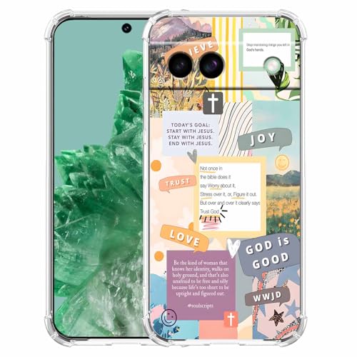 Christian Quotes Bible Motivational Words Collage Pattern,Soft TPU Bumper Phone Case for Google Pixel 8a - size: Google Pixel 8a