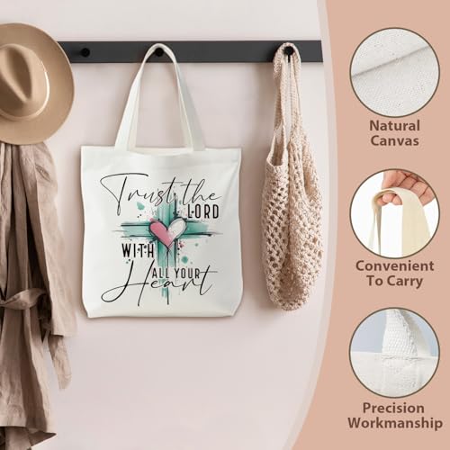 kunlisa Christian Tote Bag for Women, Christian Gifts for Women Faith Canvas Tote Bag - color: Trust in the Lord
