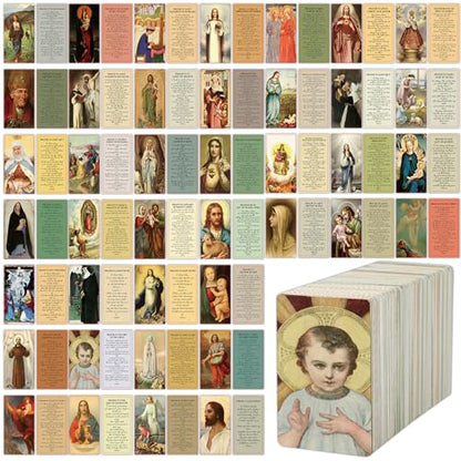 chiazllta 240 PCS Catholic Saint Prayer Cards Bulk Holy Prayer Cards for Peace Mass Devotional Bible Bookmarks 9×5 cm Assorted 40 Styles Inspirational Christian Religious Gifts for Women Men Kids