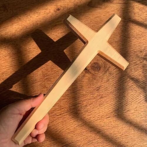 M UPTAOSUI 13 Inch Wooden Wall Cross, Solid Pine Farmhouse Decor