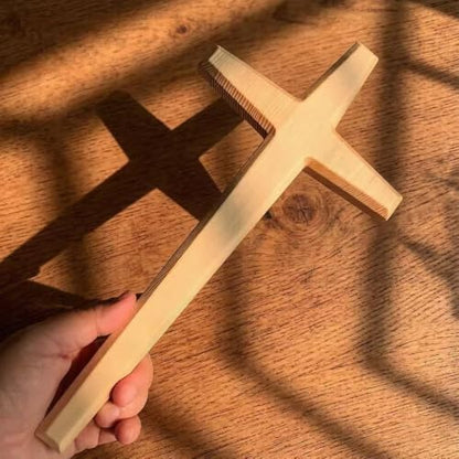 M UPTAOSUI 13 Inch Wooden Wall Cross, Solid Pine Farmhouse Decor