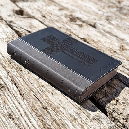 Personalized NIV Bible, Large Print, Custom Holy Cross Bible, New International Version | Man of Faith, Black - color: Black Personalized Leather