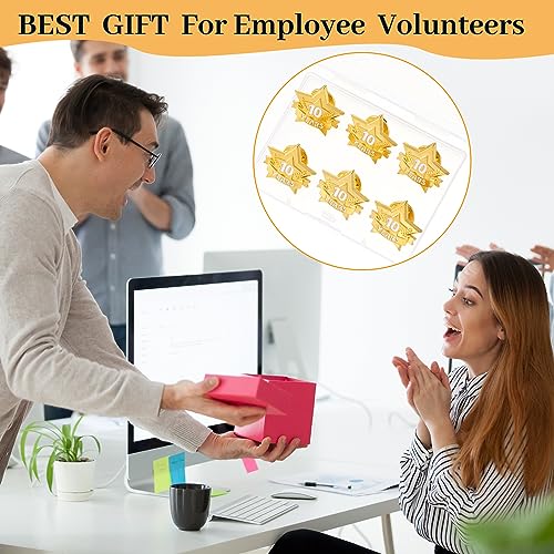 Tigeen 12 Pcs Year Service Reward Pins Star Enamel Pins, 10 Years - style: 10 Years