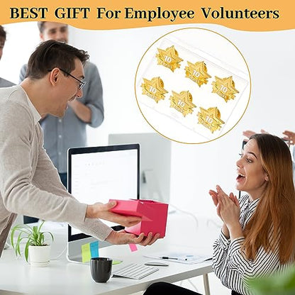 Tigeen 12 Pcs Year Service Reward Pins Star Enamel Pins, 10 Years - style: 10 Years