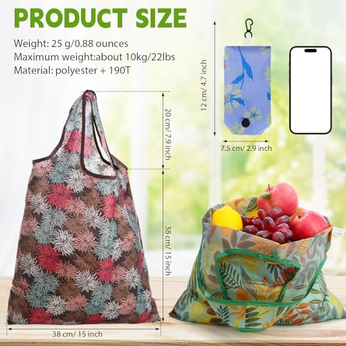 Paterr 24 Pcs Reusable Grocery Shopping Bags Foldable Bulk - style: Bright Style