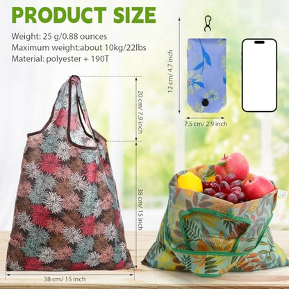 Paterr 24 Pcs Reusable Grocery Shopping Bags Foldable Bulk - style: Bright Style