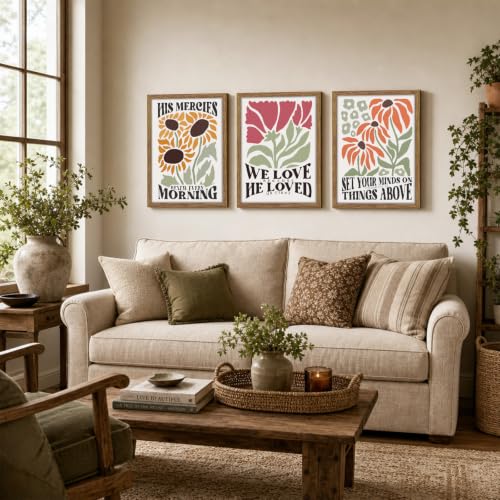 3 Piece Christian Scripture Wall Art Framed Bible Verses Prints 16x24 In - color: Flower（Framed）, size: 24"L x 16"W