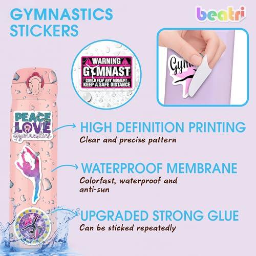 BEATRI Gymnastics Stickers 50Pcs Vinyl Waterproof Gymnastics Gifts Decor - color: Gymnastics Stickers