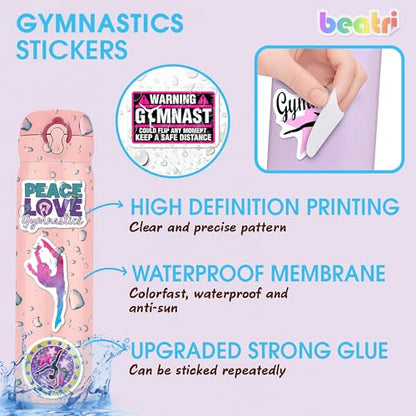 BEATRI Gymnastics Stickers 50Pcs Vinyl Waterproof Gymnastics Gifts Decor - color: Gymnastics Stickers