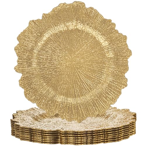 LIYH 8Pcs Gold Charger Plates, 13 Inch Plastic Round Chargers For Parties - color: Irregular Gold, size: 8Pcs