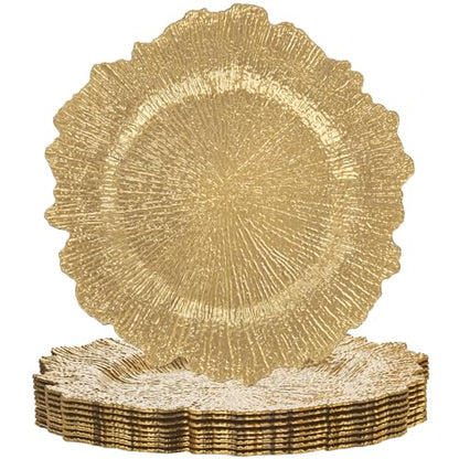 LIYH 8Pcs Gold Charger Plates, 13 Inch Plastic Round Chargers For Parties - color: Irregular Gold, size: 8Pcs