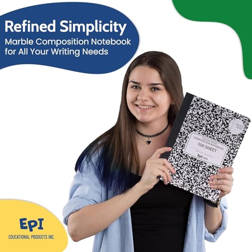 2016 Pack (Pallet) EPI College Ruled Composition Notebook Bulk, 200 pages (100 Sheets), 9-3/4 x 7-1/2, Black Marble, Bulk School Supplies, Heavy Duty, Durable Office Notebooks, Sturdy Sewn Binding - size: Pack of 2016, style: College Ruled