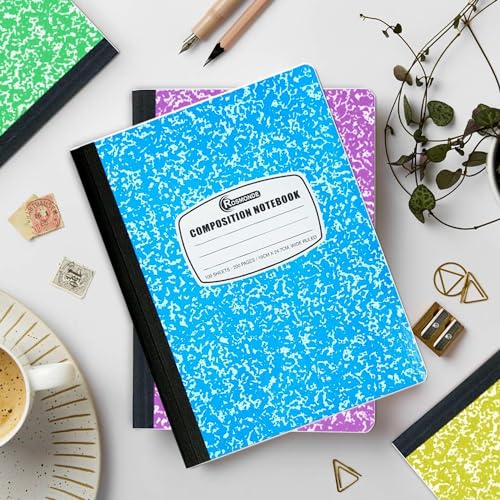 Rosmonde 1000 Pack Composition Notebooks Bulk, Wide Ruled, Assorted Marble - size: 1000 Pack