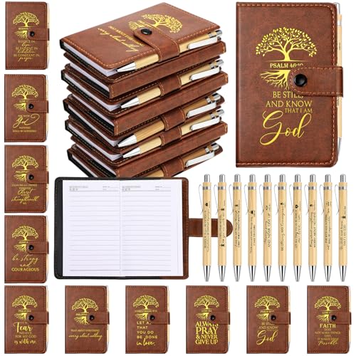 Spakon 100 Pcs Christian Prayer Journals with Pens, English Tree of Life - style: English Tree of Life