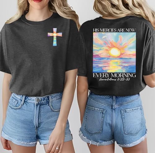 Christian Shirts for Women Bible Verse Shirt Jesus Faith T-Shirt Inspirational Religious Gift Tee Tops - color: Darkgrey, size: XX-Large