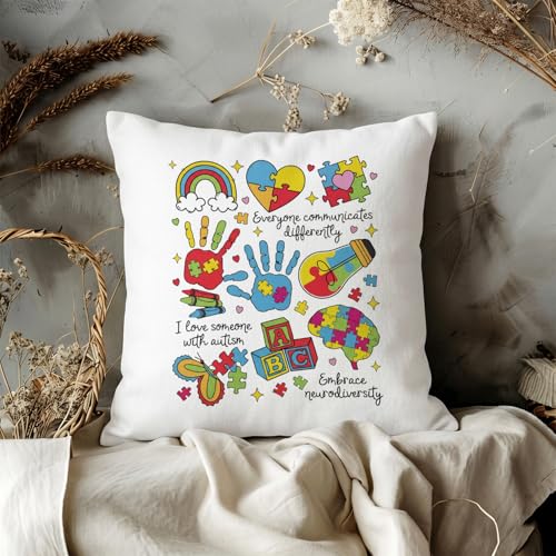 QIYUHOY Autism Awareness Mental Health Throw Pillow Covers, 18x18 Inch - color: 008-motivational