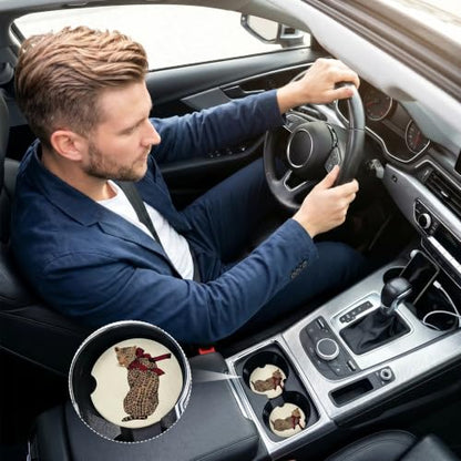 Red Bow Leopard Car Coasters for Cup Holders, Auto Drink Coaster for Women - color: Leopard Red Bow