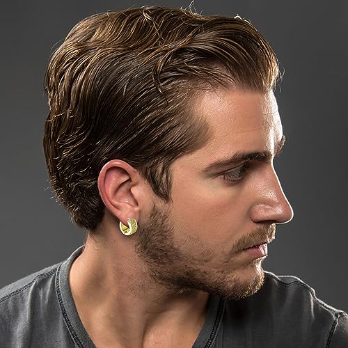 14 Pairs Earrings for Men and Women - Black Stud, Hoop, Cross, and Dangling Earrings Set - Stainless Steel Ear Cuffs Piercing Jewelry - color: Gold