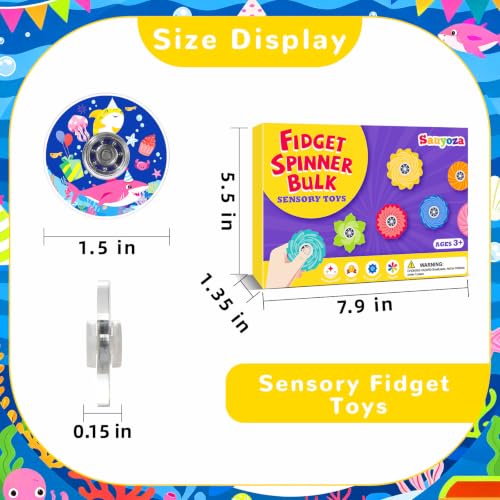 52 Pack Cute Shark Party Favors Fidget Spinner for Kids Birthday, Ocean Shark Fidget Spinner Bulk for Classroom Rewards, Goodie Bag Stuffers, Sea Creature Shark Party Supplies - color: Tl-sa-3-baby