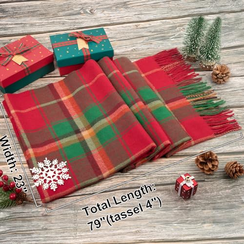 Loritta Winter Scarf for Women, Long Plaid Shawl Wraps Scarves Gifts - color: U-christmas Lattice