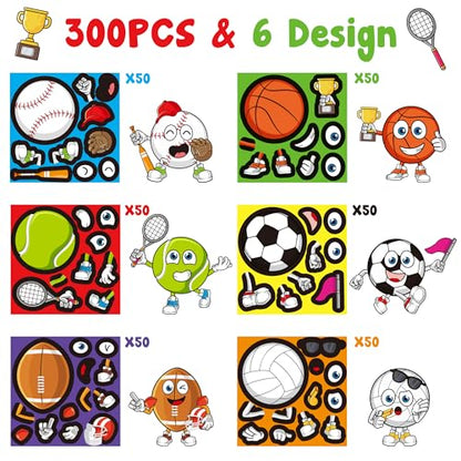 Haooryx Sports Ball DIY Sticker, 300pcs Make Your Own Football Soccer Ball - style: Sports Ball 1Roll