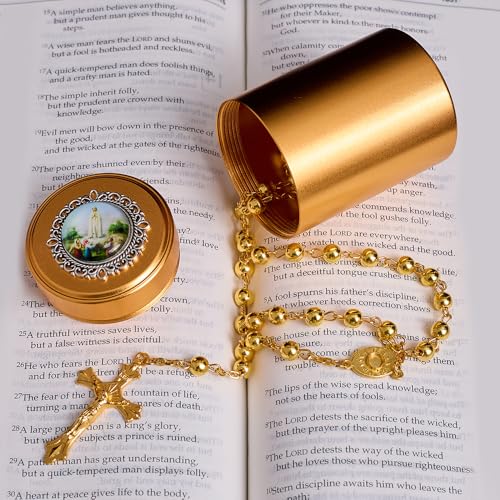 6mm Rosary Beads with Rosary Box, Black Glass Saint Benedict Necklace, Anglican Prayer Beads Catholic Gifts - color: Rosary-6-7