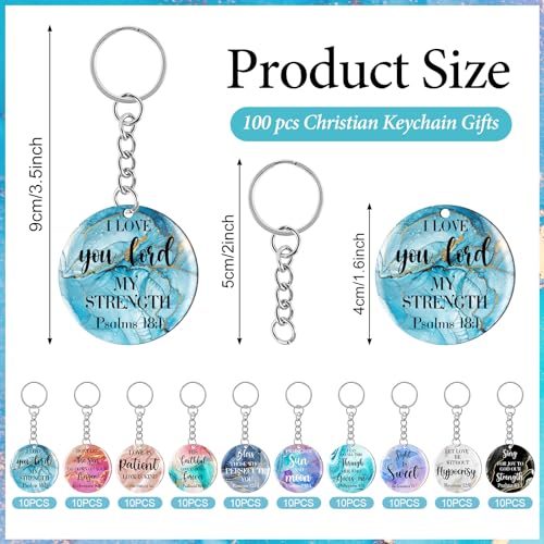 clothmile 100 Pcs Bible Verse Keychains Christian Keyrings Marble Keychains Acrylic Religious Key Rings for Women - color: Marble
