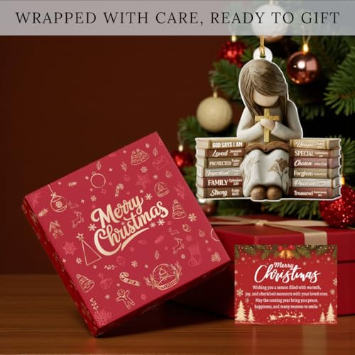 God Says I Am Christian Christmas Ornament 2026, Faith Gifts for Women - color: Kat_lh God You Arr Girl Book