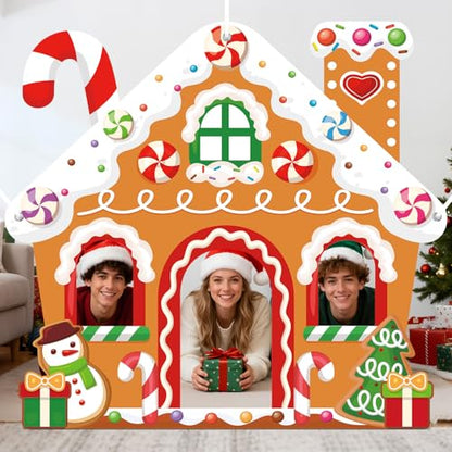 WovWeave Gingerbread House Photo Backdrop Selfie Frame 71 X 65 Inch - style: Gingerbread House