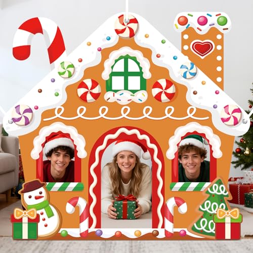 WovWeave Gingerbread House Photo Backdrop Selfie Frame 71 X 65 Inch - style: Gingerbread House
