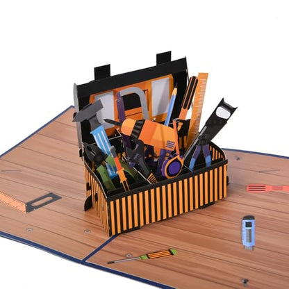 3D Pop Up Interesting Cards for men - toolbox Greeting Card - color: A-Toolbox