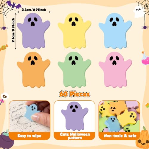 ANGOLIO Halloween Ghost Mini Erasers for Kids Bulk, 60Pcs Party Favors - style: Halloween Ghost