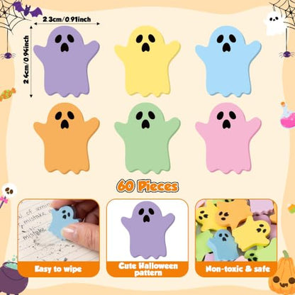 ANGOLIO Halloween Ghost Mini Erasers for Kids Bulk, 60Pcs Party Favors - style: Halloween Ghost