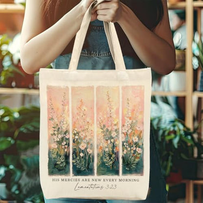 Faith Canvas Tote Bag, Christian Gifts for Women Mama Sister Inspirational Bible Verse Birthday Christmas - color: Aesthetic Boho 872