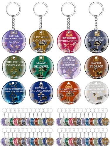 Janmercy 120 Pcs Acrylic Christian Keychain Bulk for Women - style: Classic