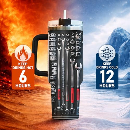34HD Mechanic Dad Engineer Tools 40 oz Tumbler with Handle, Gift for Papa - color: Mechanic Tool